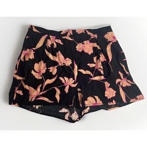 Code X Mode Women's Black Floral Paperbag Shorts Highrise- Size‎ XL-NWT